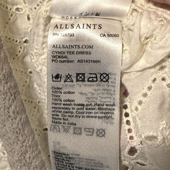ALL SAINTS Cyndi Tee Mini Tunic Dress Eyelet Lace Boho Women's Size M - Picture 15 of 15